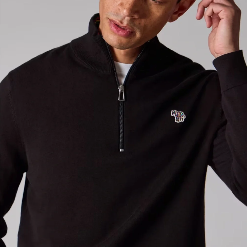 P. S. Paul Smith Men's Black Quarter-Zip Sweater S-M